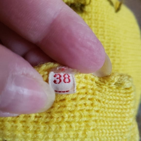 Vintage 50s hand loomed yellow sweater cardigan - Picture 8 of 10